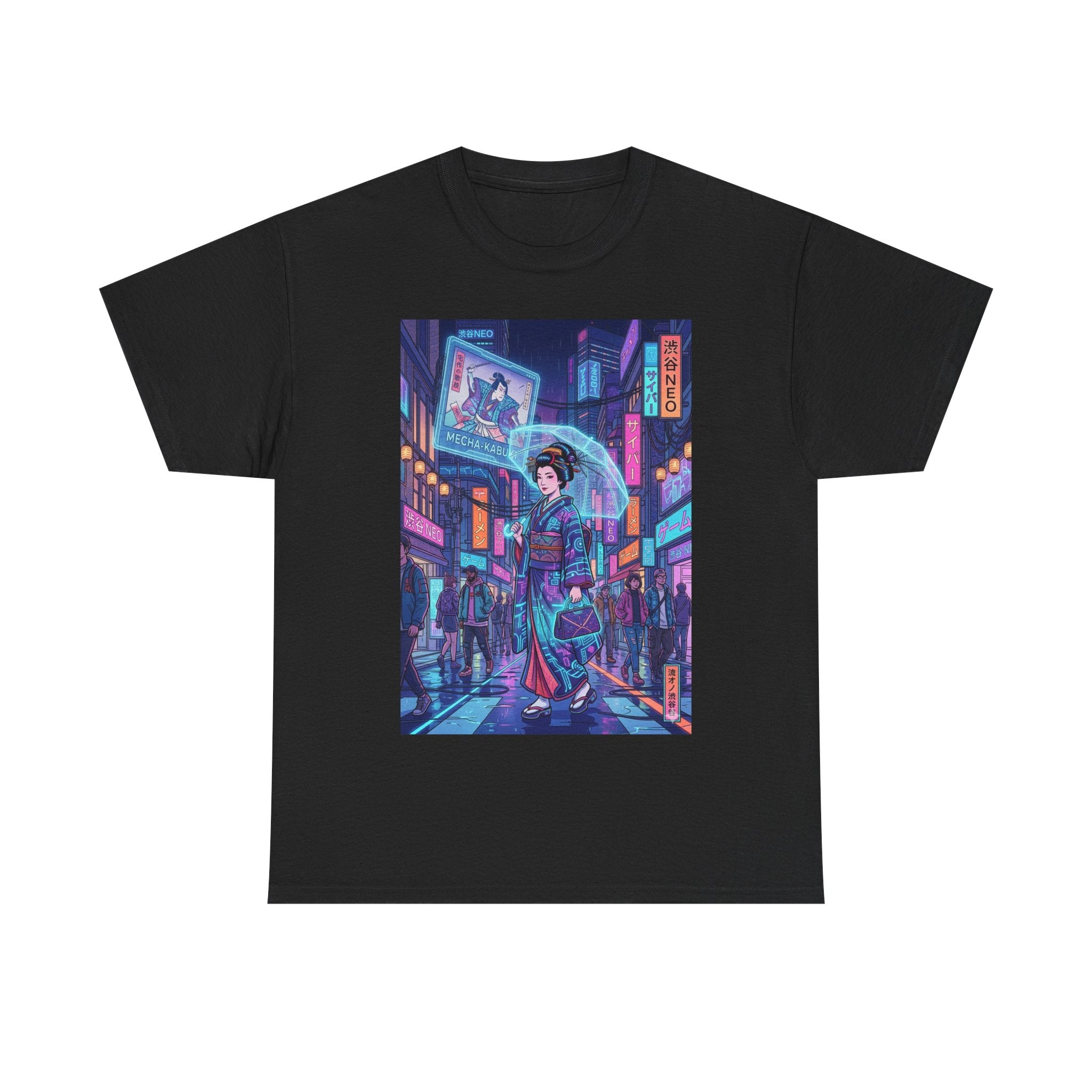 Cyberpunk Geisha T-Shirt — Neon Tokyo Streetwear Graphic Tee - Japanese Streetwear T-Shirt | Tokyo Style X