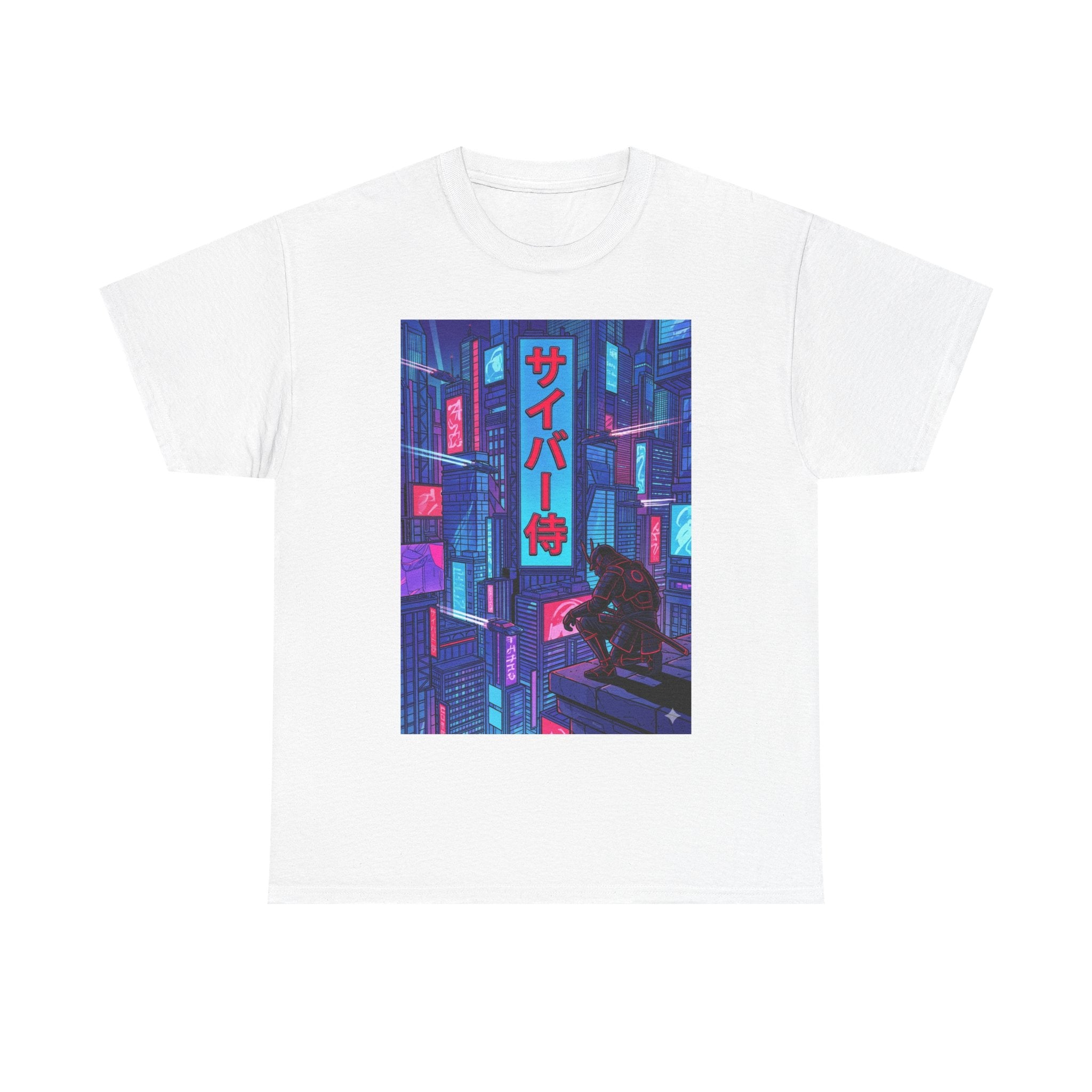 Cyber Samurai T‑Shirt — Neon Cyberpunk Tokyo Graphic Tee
