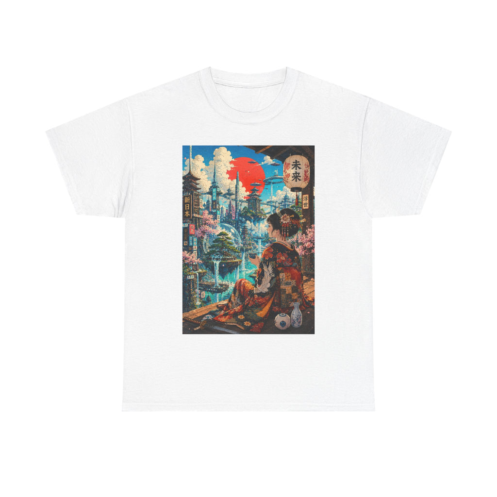 Cyber Geisha T‑Shirt — Futuristic Japanese Cityscape Graphic Tee - Japanese Streetwear T-Shirt | Tokyo Style X