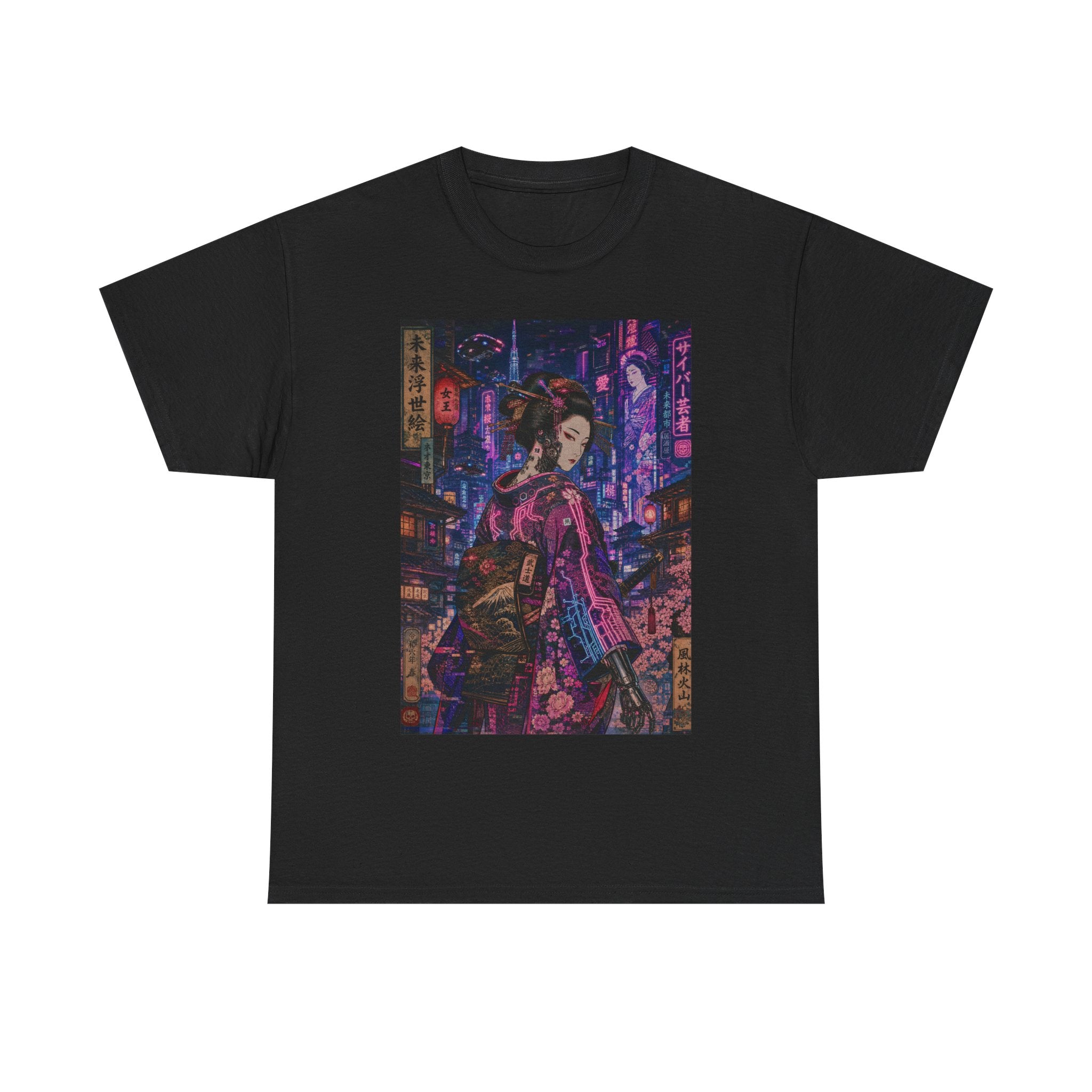 Cyberpunk Geisha Tee — Neon Tokyo Anime Streetwear