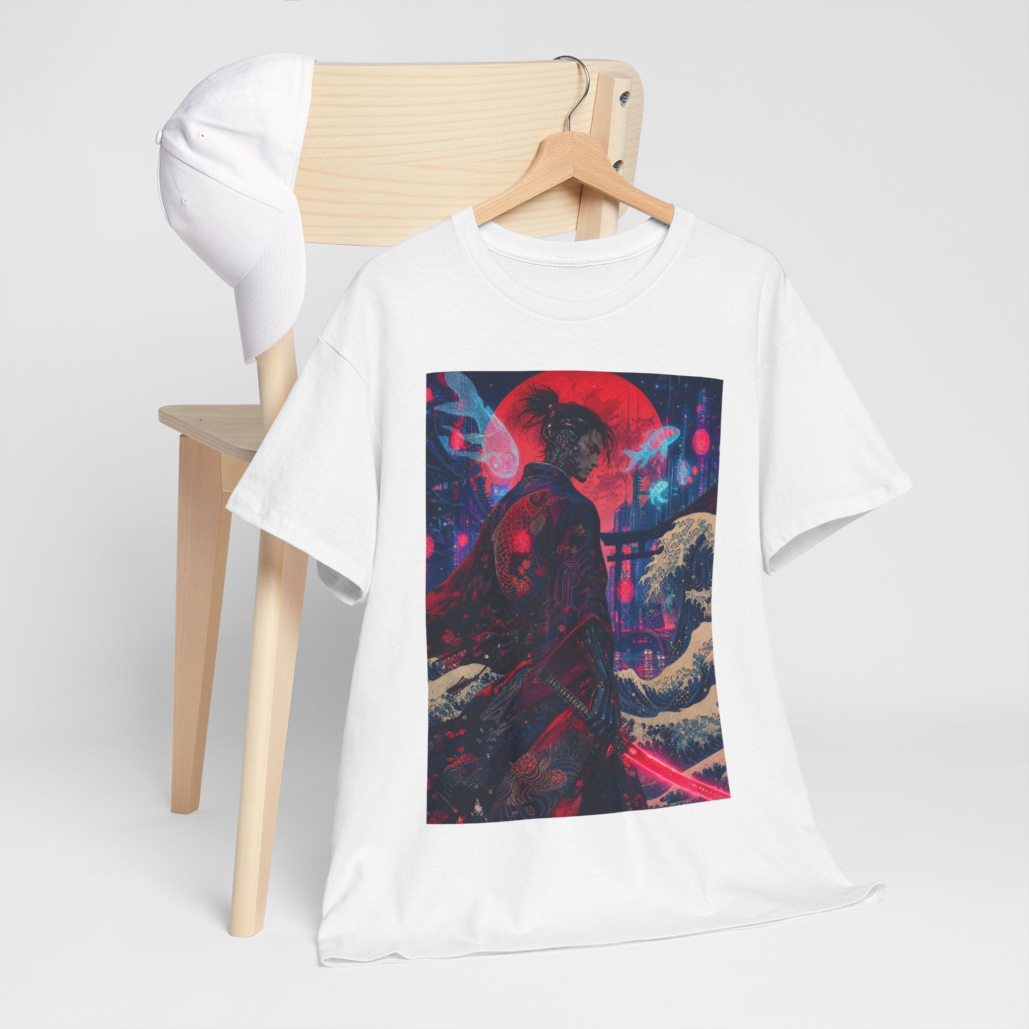Cyber Samurai Tee — Neon Retro Anime Graphic T-Shirt