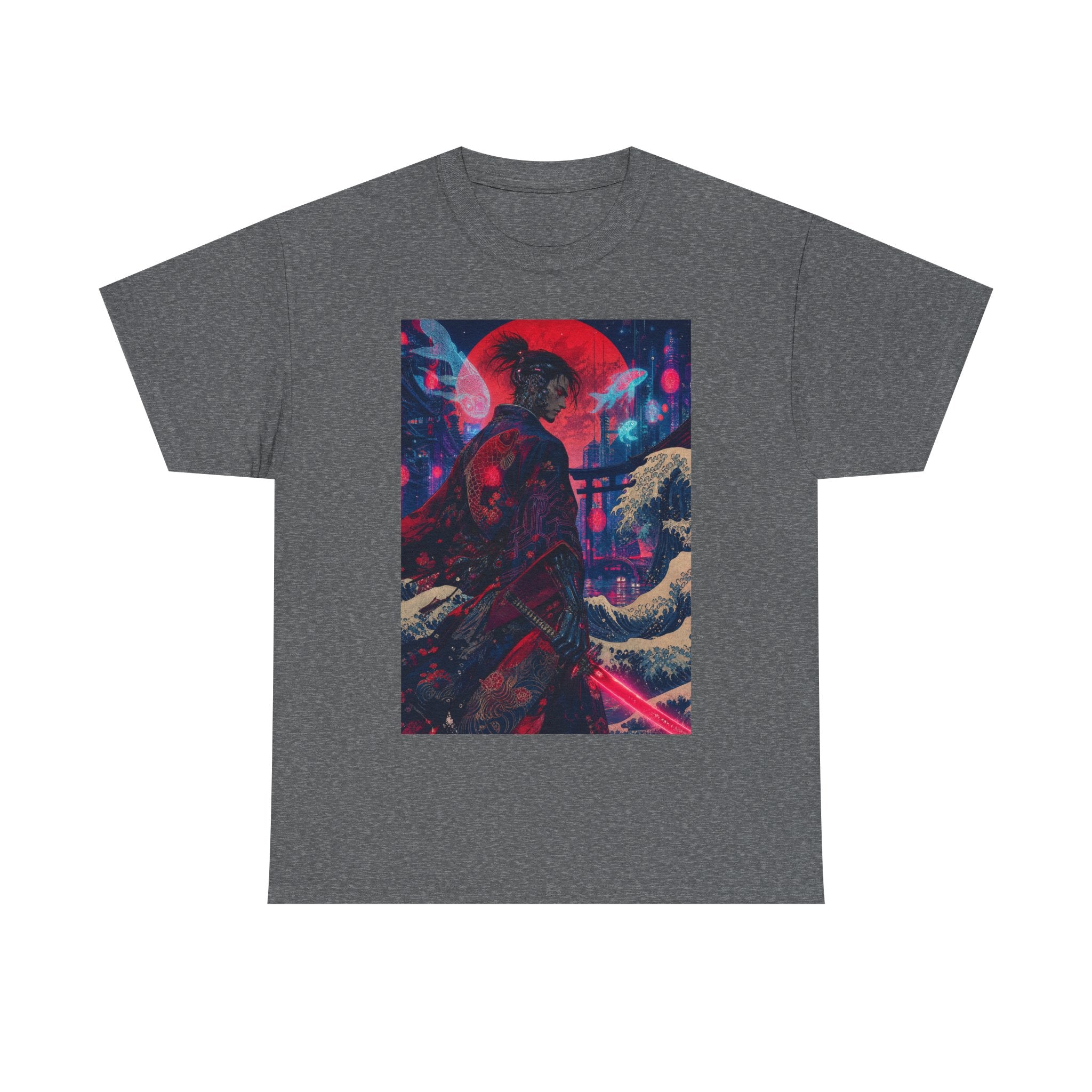 Cyber Samurai Tee — Neon Retro Anime Graphic T-Shirt