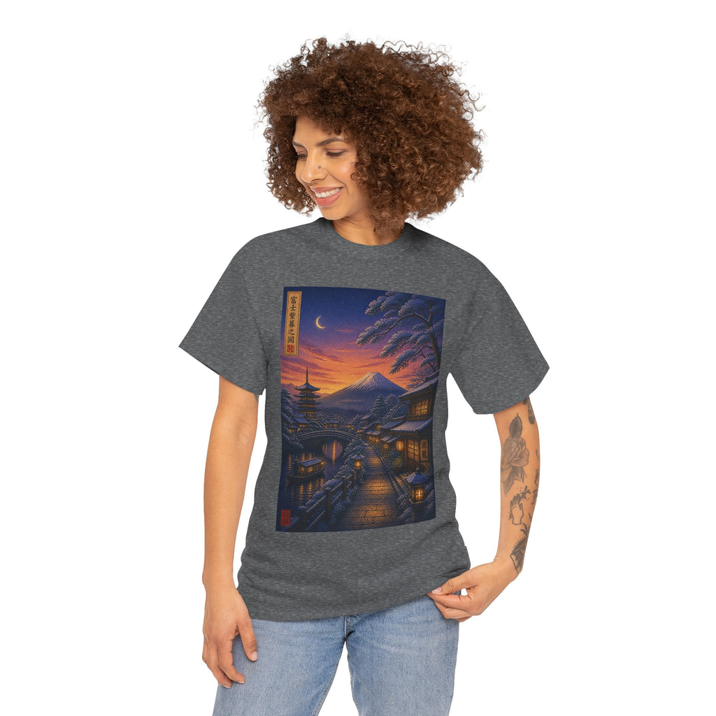 Japanese Nightscape Tee — Sunset Pagoda Streetwear