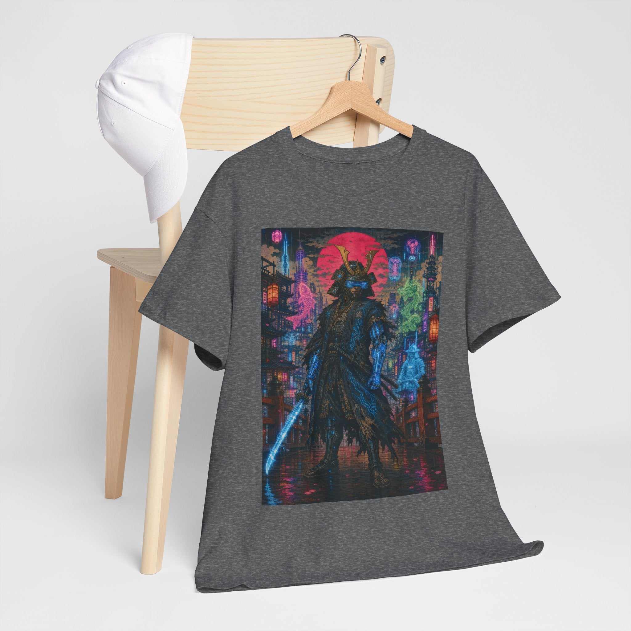 Cyber Samurai T‑Shirt — Neon Ronin Sword Art Tee