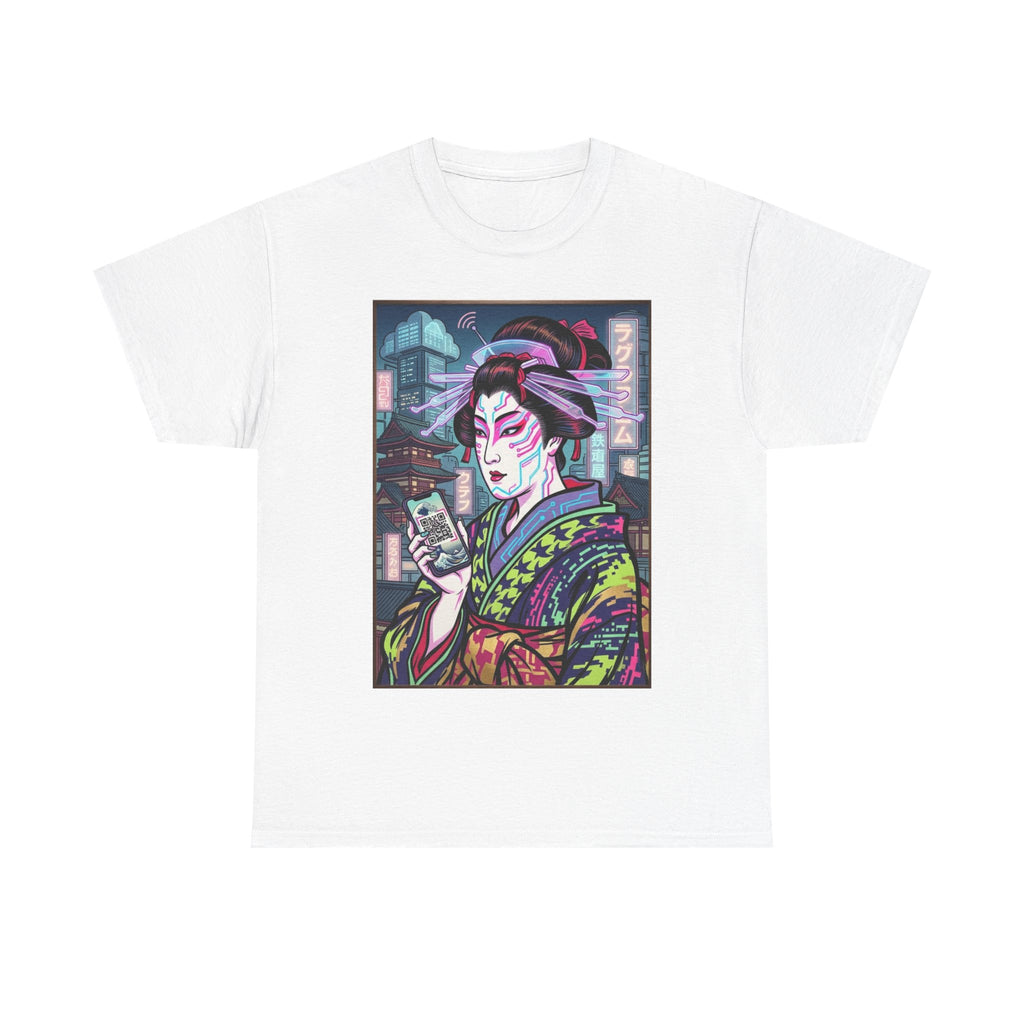 Geisha Cyberpunk T-Shirt — Neon Ukiyo-e Art Tee