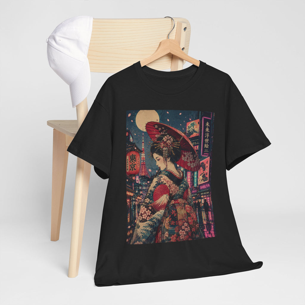 Geisha Nightstreet T‑Shirt — Vintage Japanese Cityscape Graphic Tee