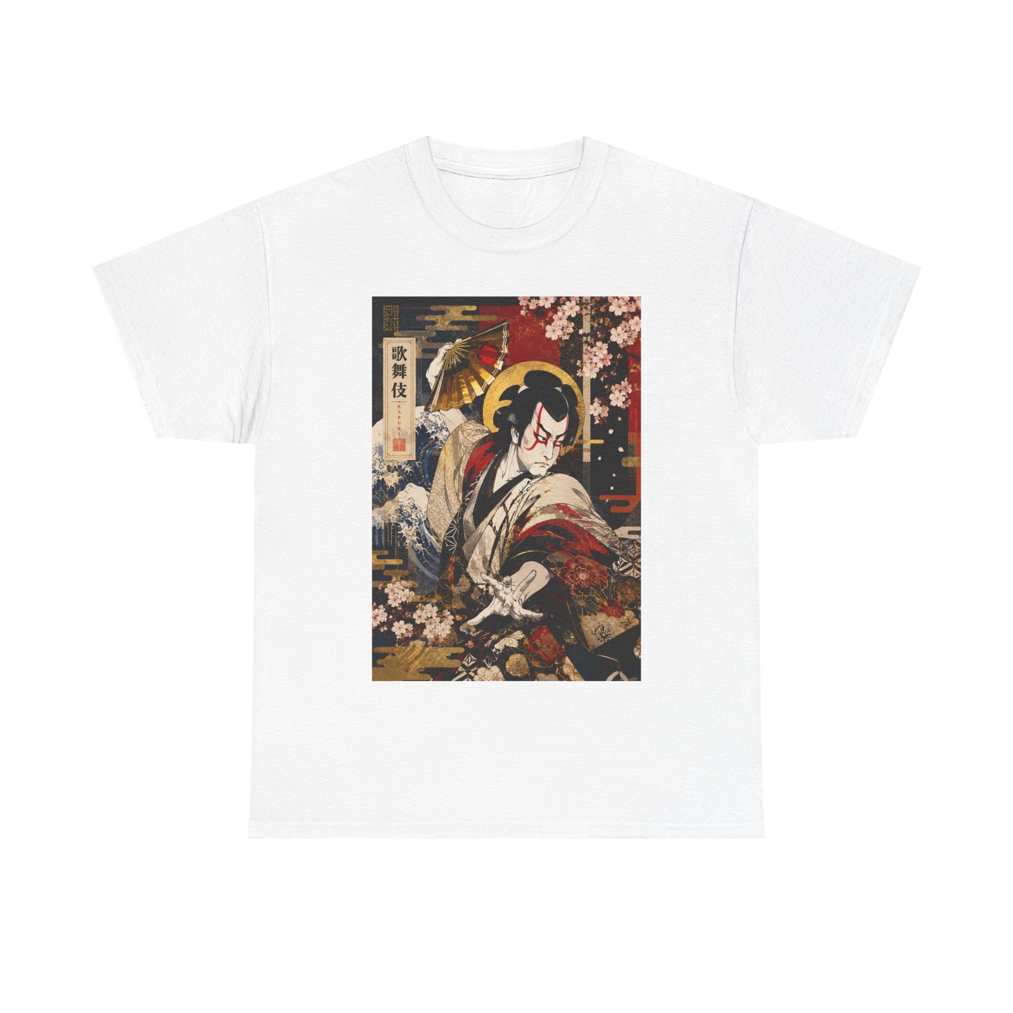 Kabuki Samurai Tee – Vintage Japanese Ukiyo-e Cherry Blossom Graphic T-Shirt