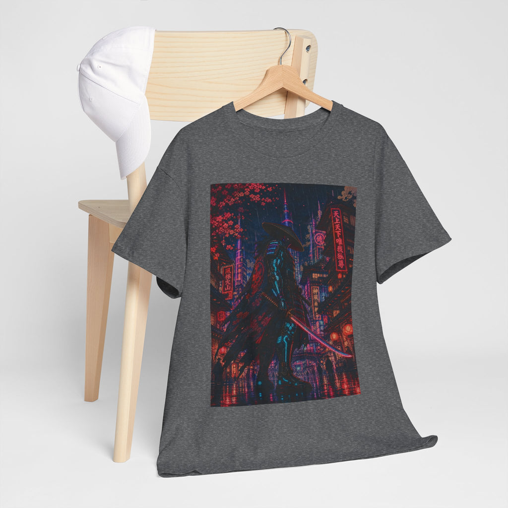 Cyberpunk Samurai Tee — Neon Night City Graphic T-Shirt
