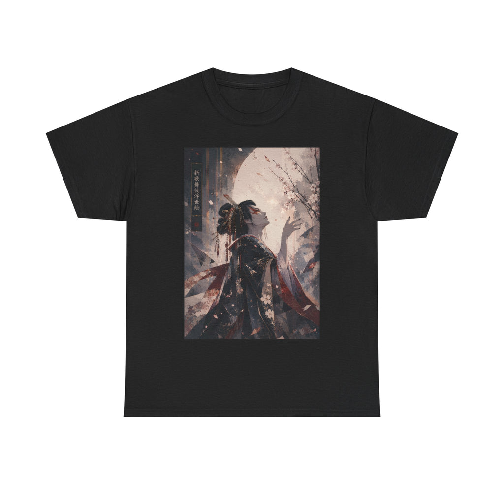 Geisha Moonlight Art Tee — Japanese Aesthetic Graphic T-Shirt