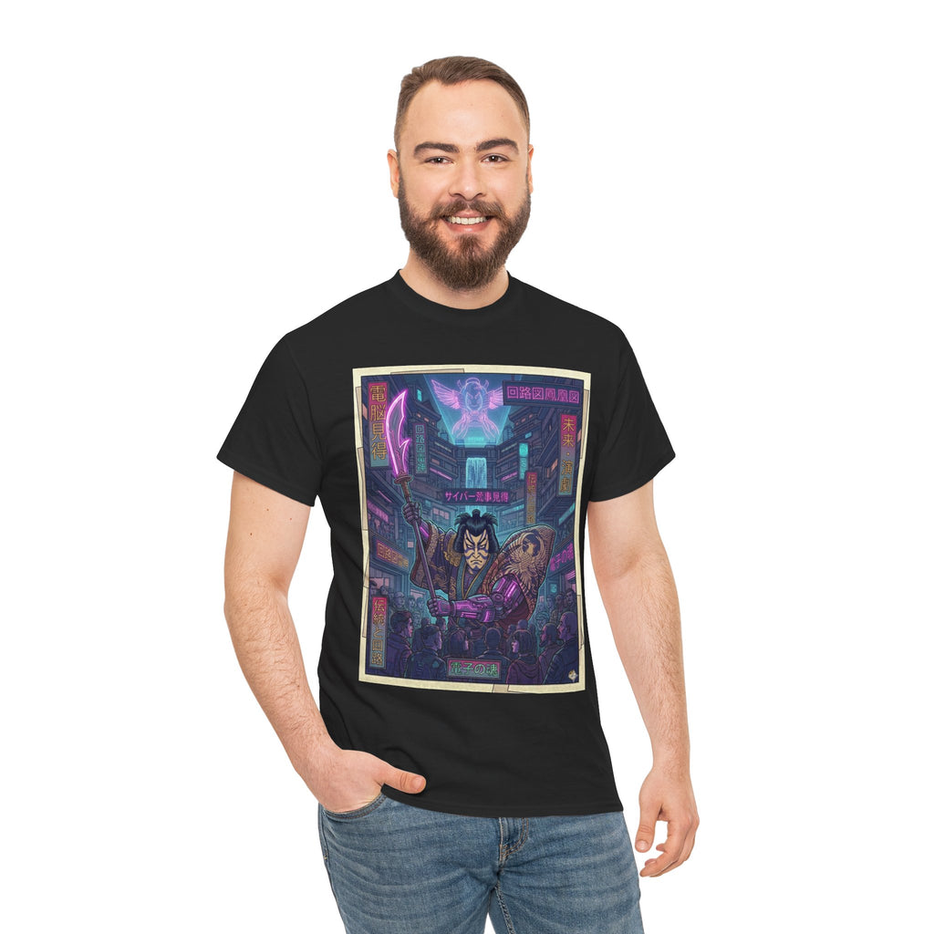 Cyberpunk Samurai T-Shirt — Neon Night Streets Graphic Tee - Japanese Streetwear T-Shirt | Tokyo Style X