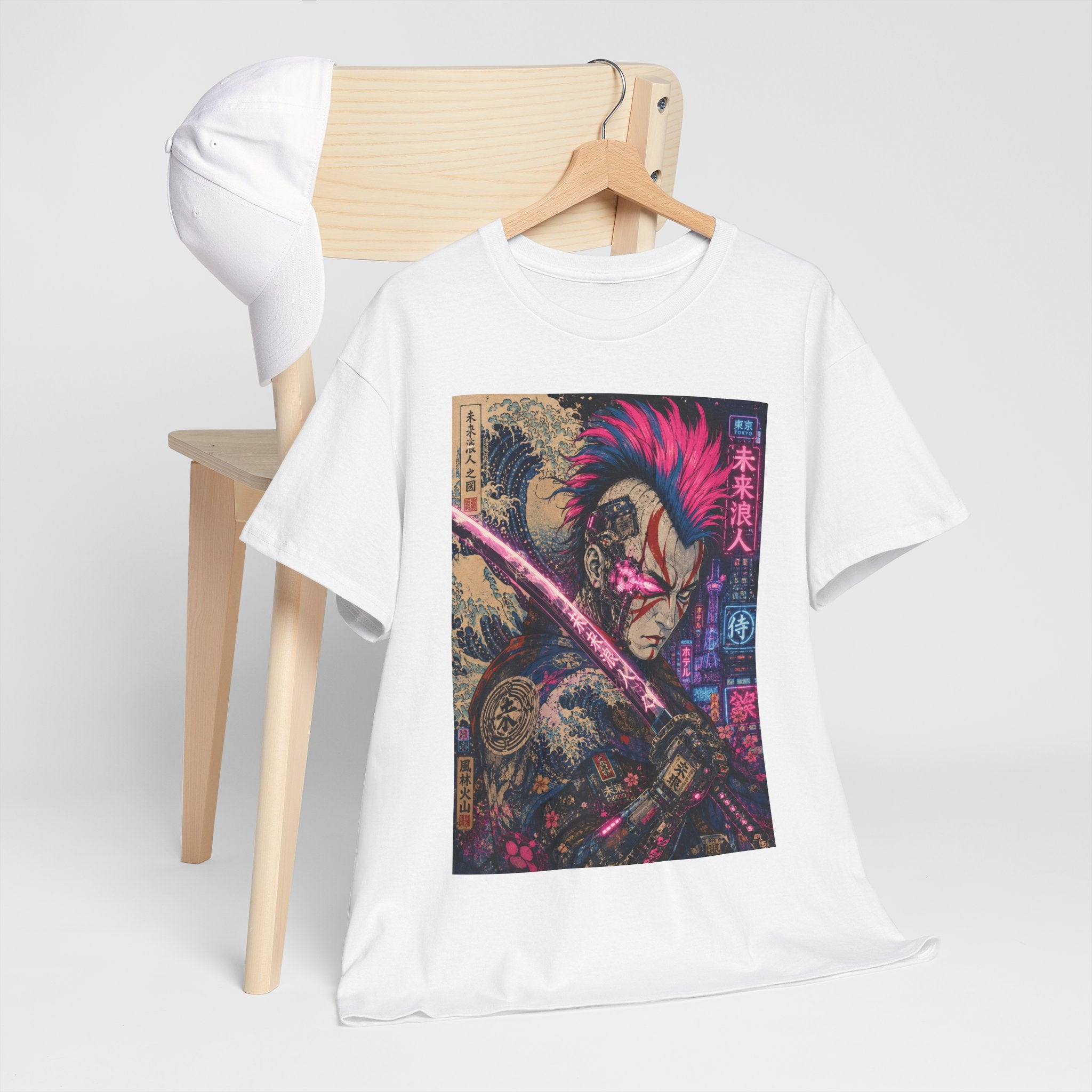 Graphic Tee — Neon Samurai Street Art Shirt - Japanese Streetwear T-Shirt | Tokyo Style X