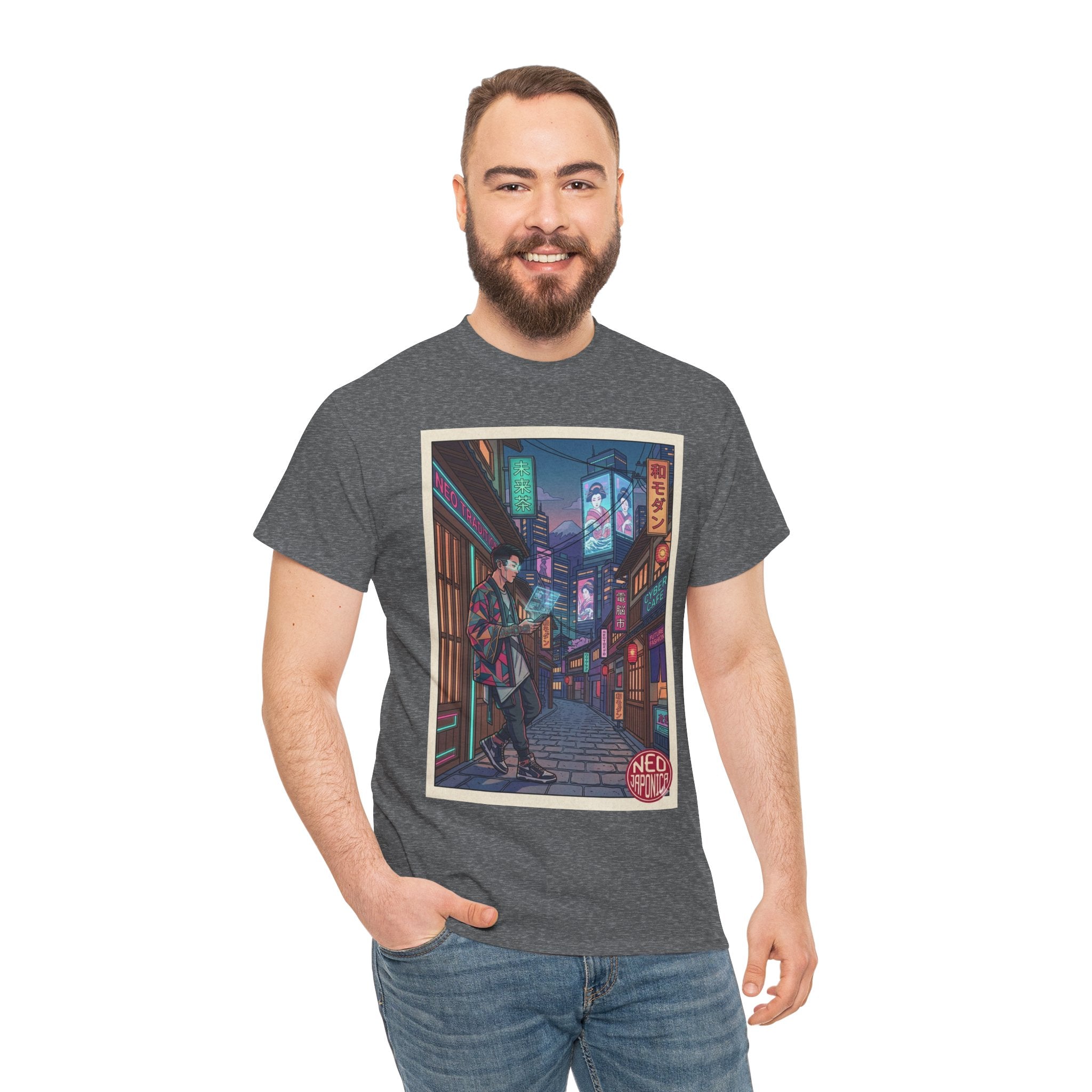 T-Shirt — Neon City Anime Streetwear Tee (Cyberpunk Nightscape) - Japanese Streetwear T-Shirt | Tokyo Style X