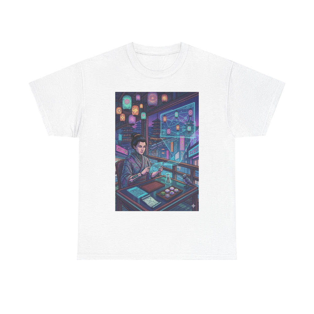 Cyberpunk Programmer Tee — Neon Night City Tech Art T-Shirt - Japanese Streetwear T-Shirt | Tokyo Style X