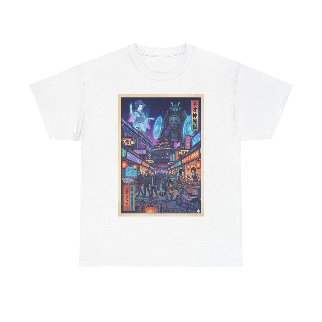 Cyberpunk Tokyo Alley T-Shirt — Neon Night Market Graphic Tee