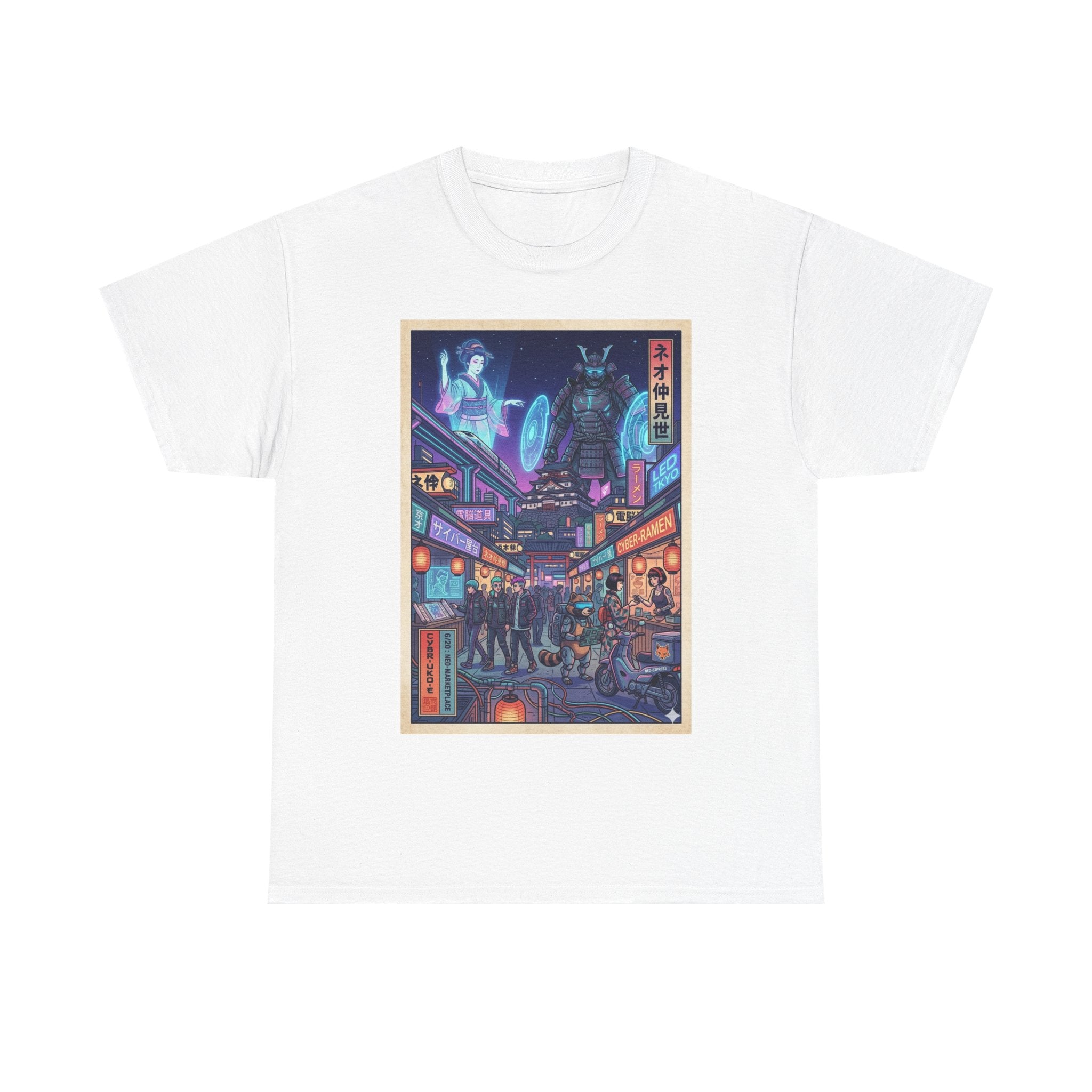 Cyberpunk Tokyo Alley T-Shirt — Neon Night Market Graphic Tee