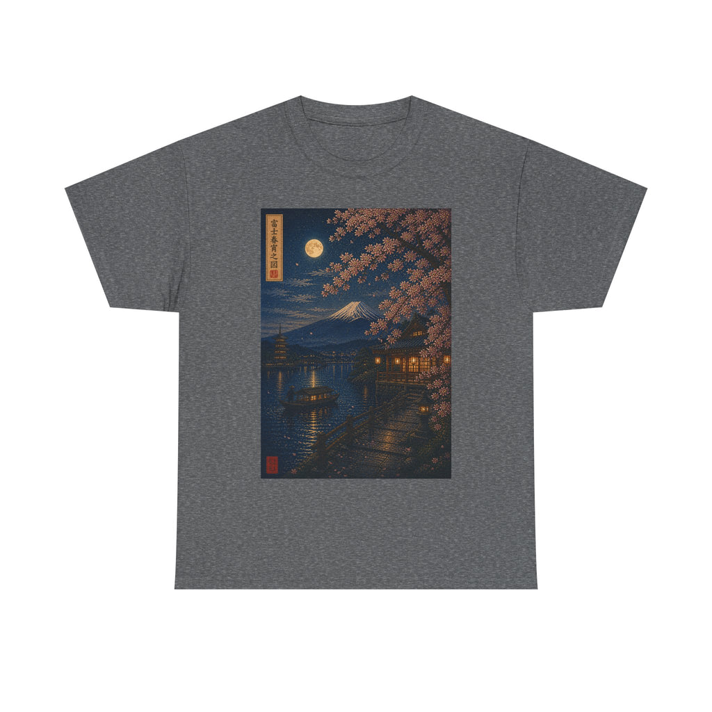 Moonlit Sakura Tee — Japanese Nightscape Graphic T-Shirt