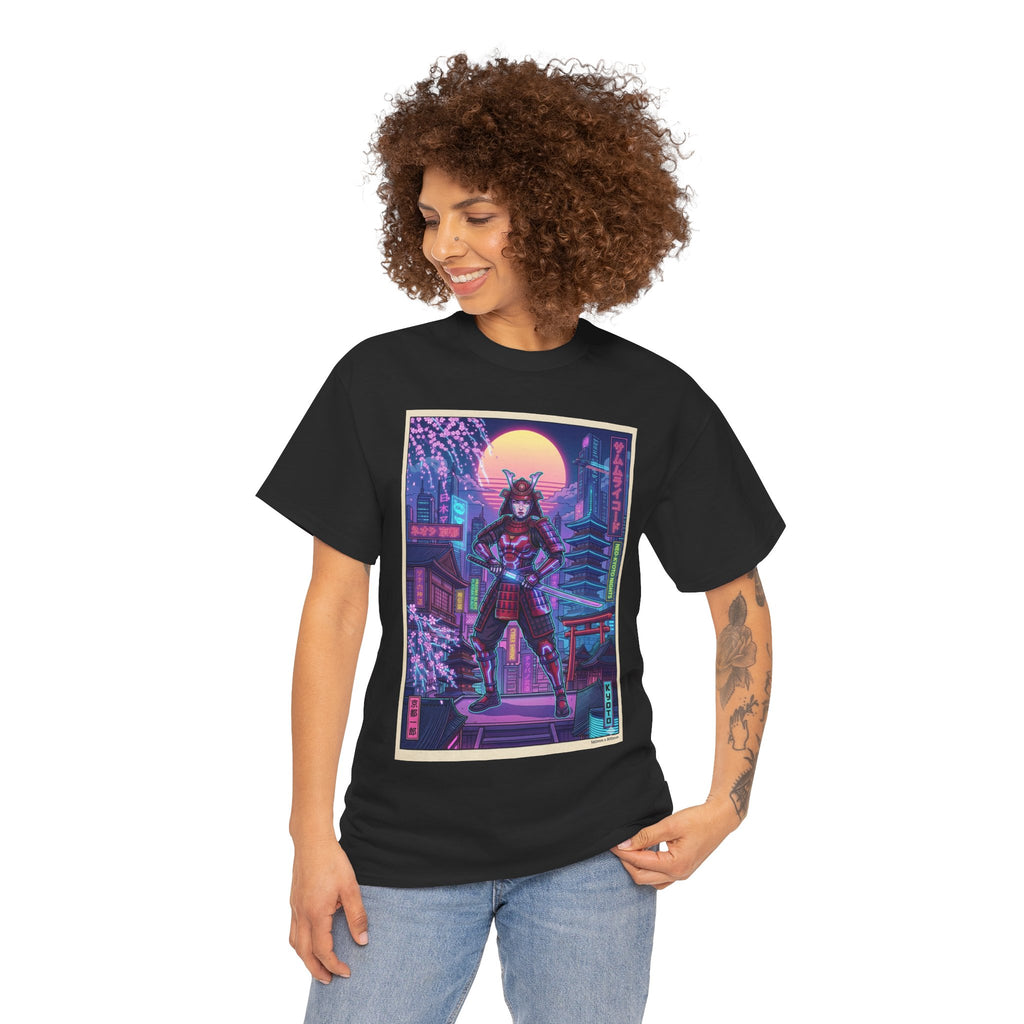 Cyberpunk Samurai T-Shirt — Neon Tokyo Night Graphic Tee - Japanese Streetwear T-Shirt | Tokyo Style X