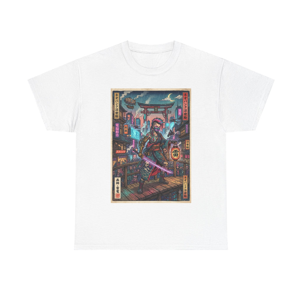 Cyber Samurai T‑Shirt — Neon Tokyo Warrior Graphic Tee