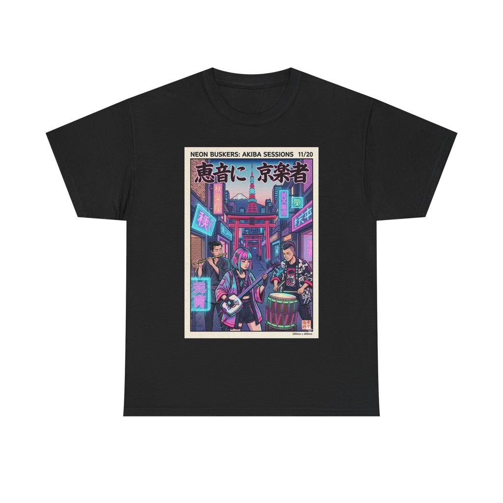 Japanese Night Market Band Tee — Neon Akiba Sessions Graphic T-Shirt