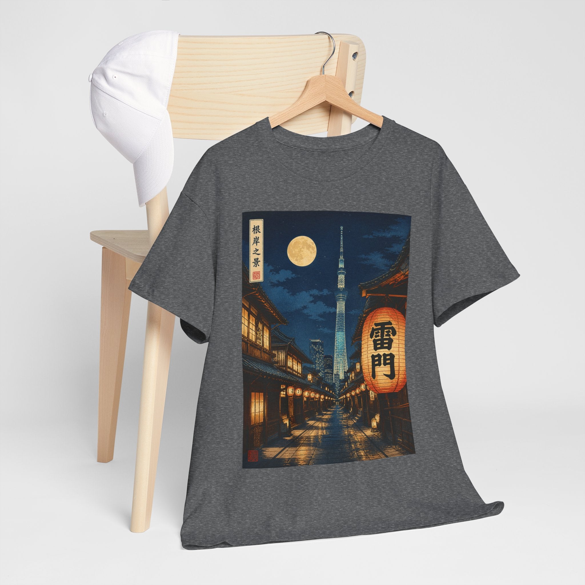 Tokyo Night Street Tee – Vintage Lantern & Skytree Graphic Shirt