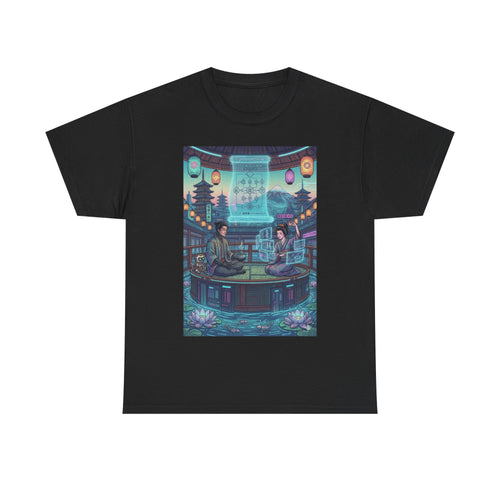 Cyber Tea House T‑Shirt — Neon Japanese Cafe Scene - Japanese Streetwear T-Shirt | Tokyo Style X