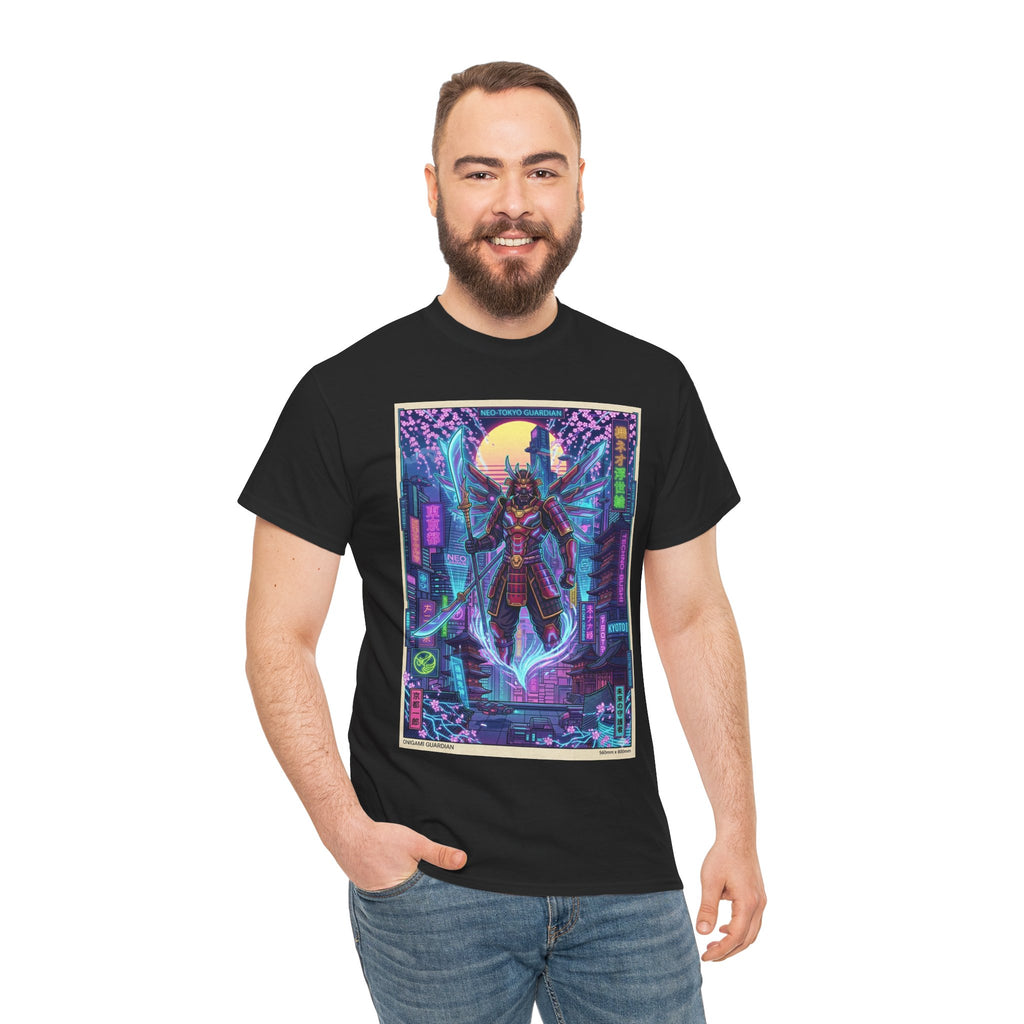 Cyberpunk Samurai T-Shirt — Neon Futuristic Japan Graphic Tee - Japanese Streetwear T-Shirt | Tokyo Style X