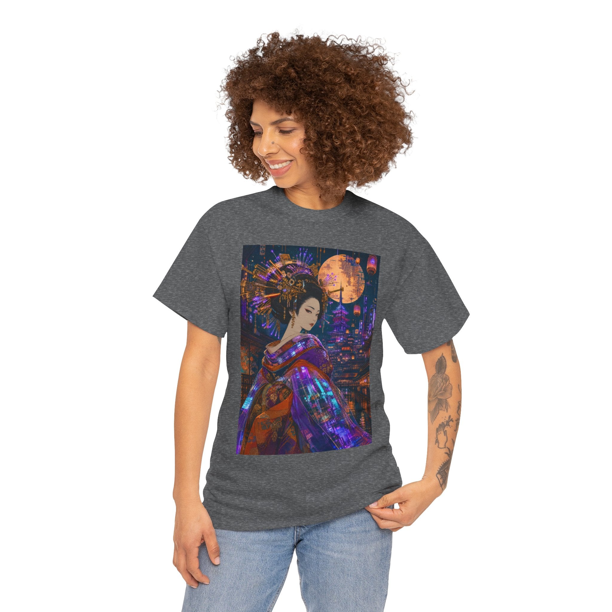 Geisha Nightscape T-Shirt — Neon Moon Japanese Kimono Art Tee