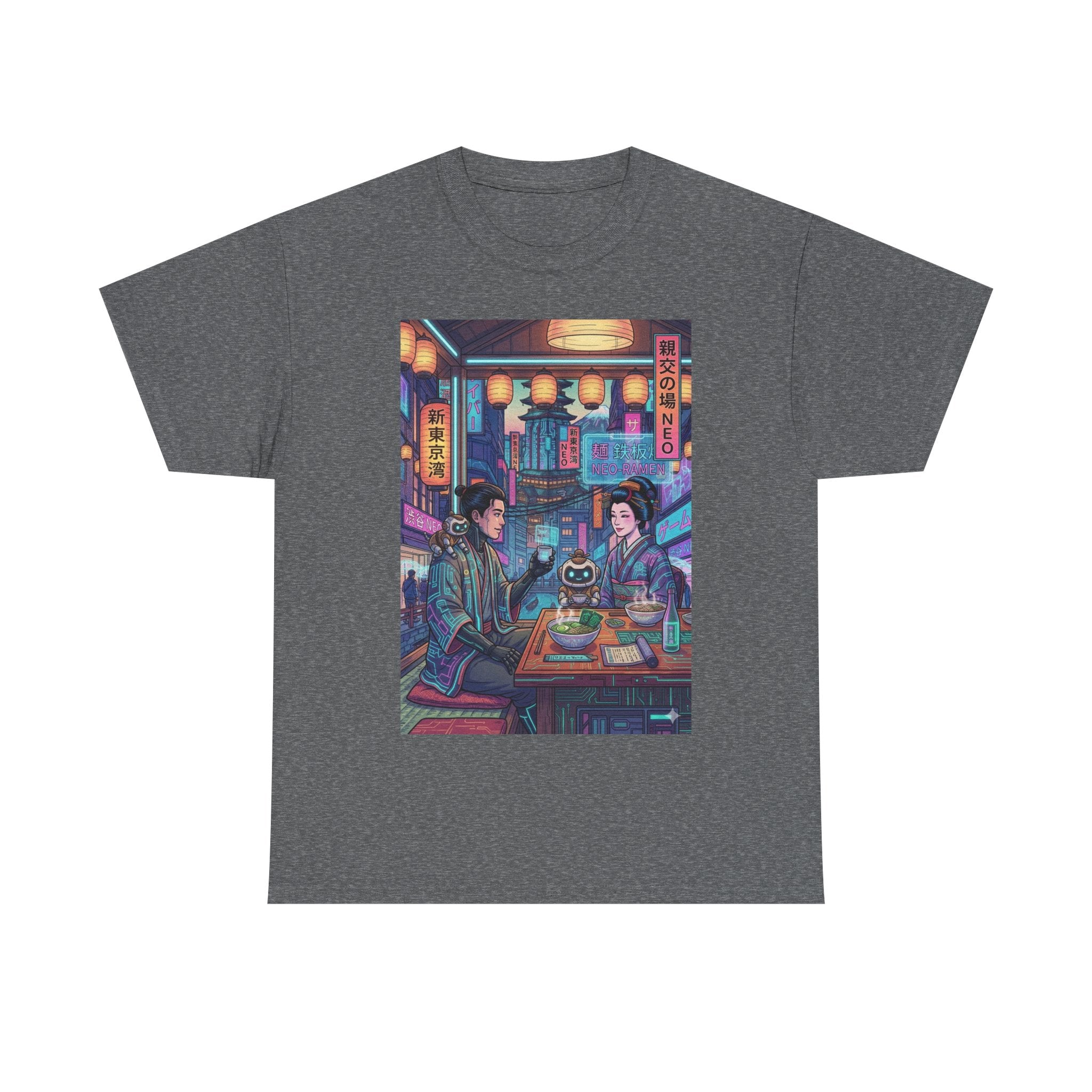 Cyberpunk Ramen Date T‑Shirt — Neon Night City Anime Streetwear - Japanese Streetwear T-Shirt | Tokyo Style X