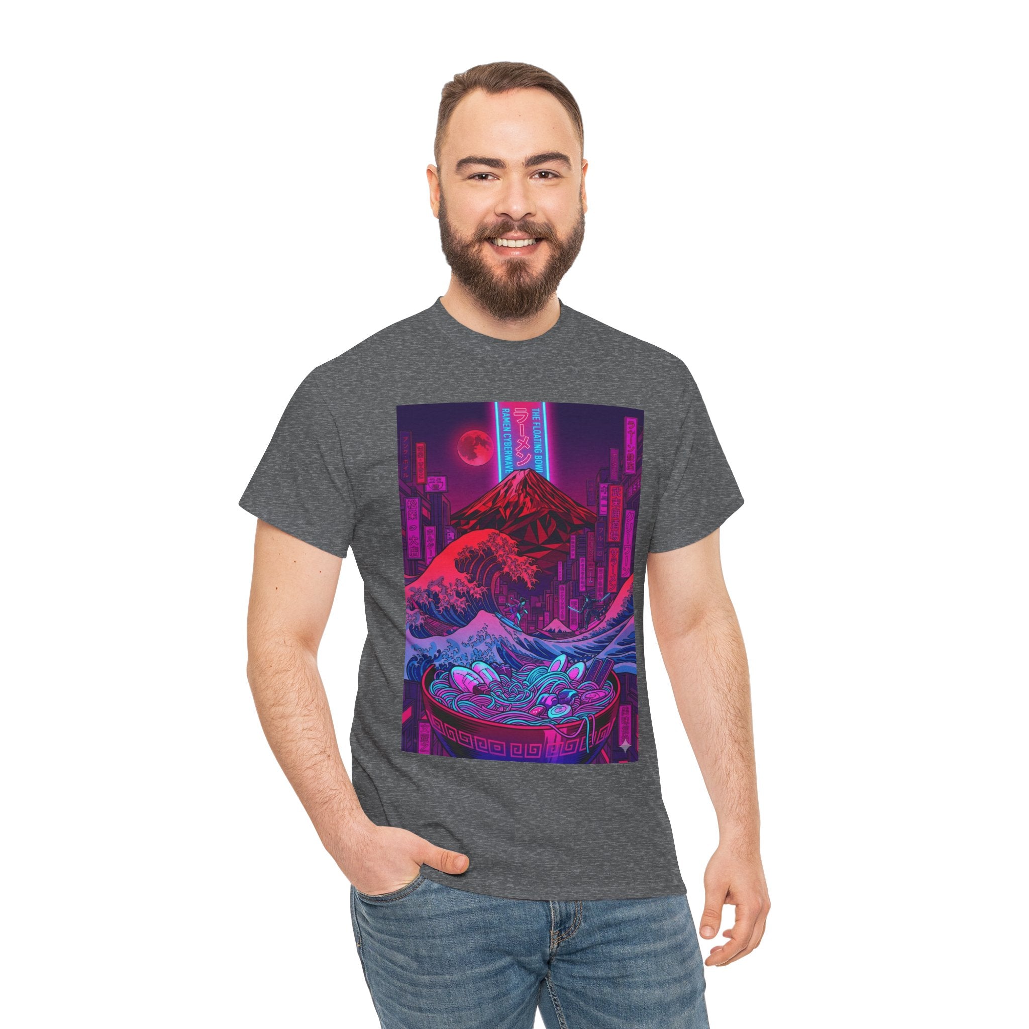Vaporwave Mt. Fuji Wave Tee — Neon Cyberpunk Japanese Art Shirt