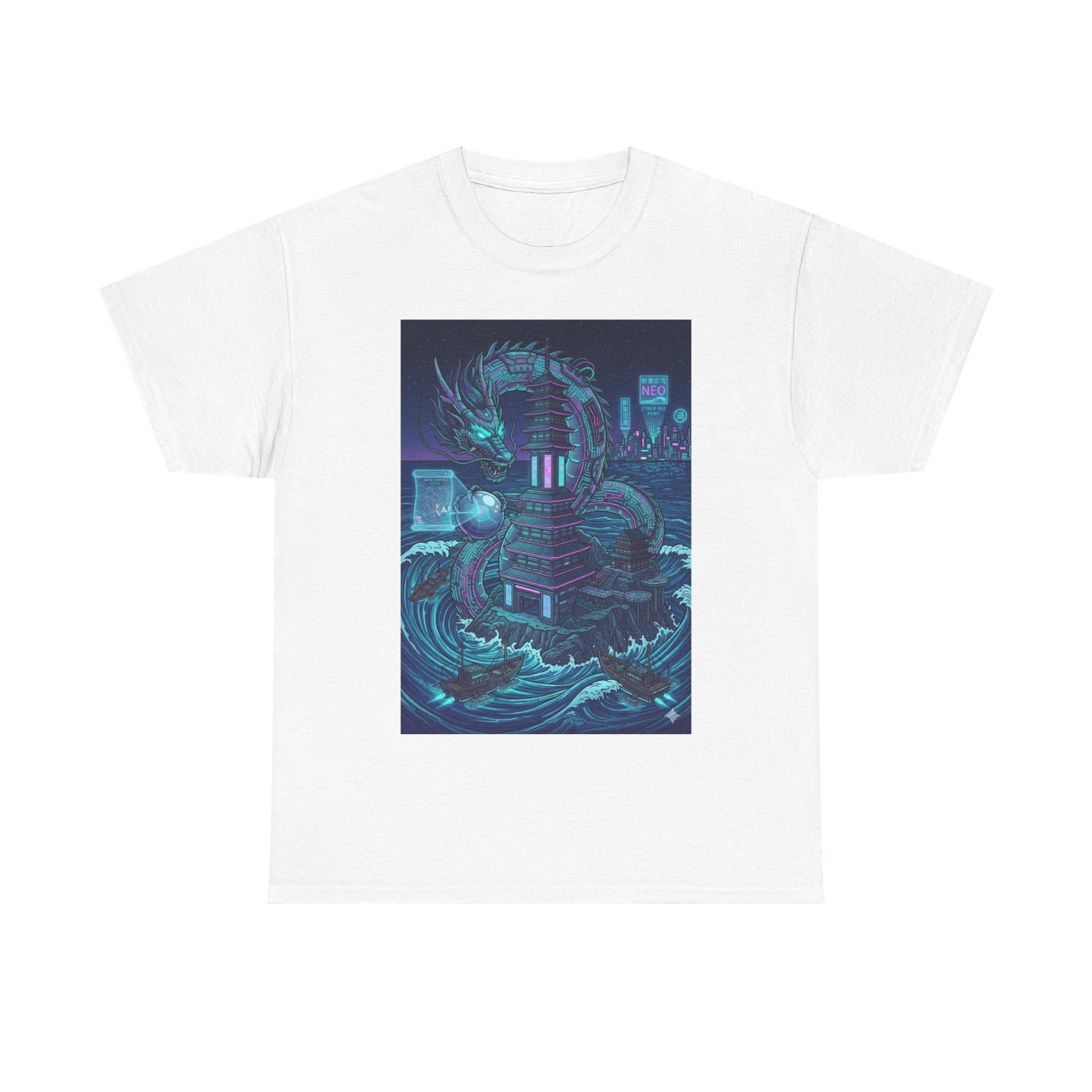 T-Shirt — Neon Cyber Sea Dragon Graphic Tee - Japanese Streetwear T-Shirt | Tokyo Style X
