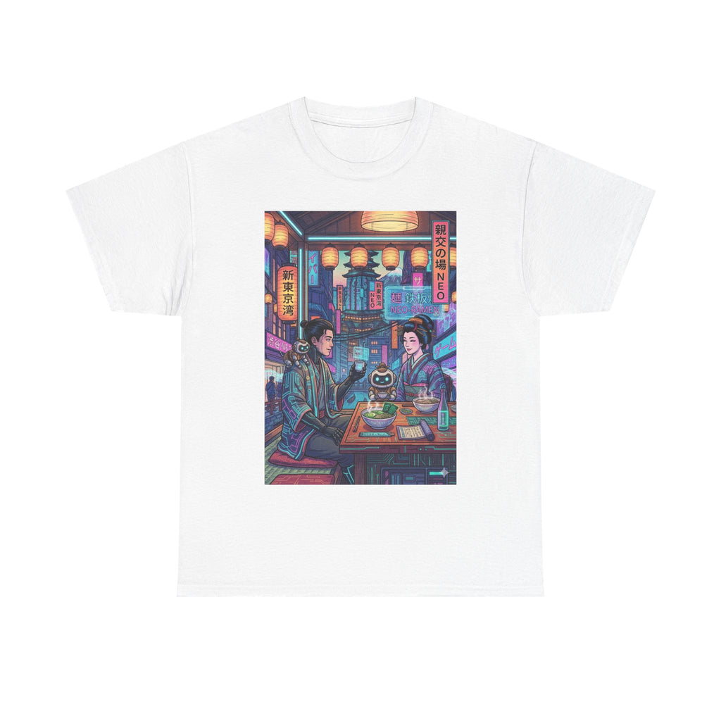 Cyberpunk Ramen Date T‑Shirt — Neon Night City Anime Streetwear - Japanese Streetwear T-Shirt | Tokyo Style X