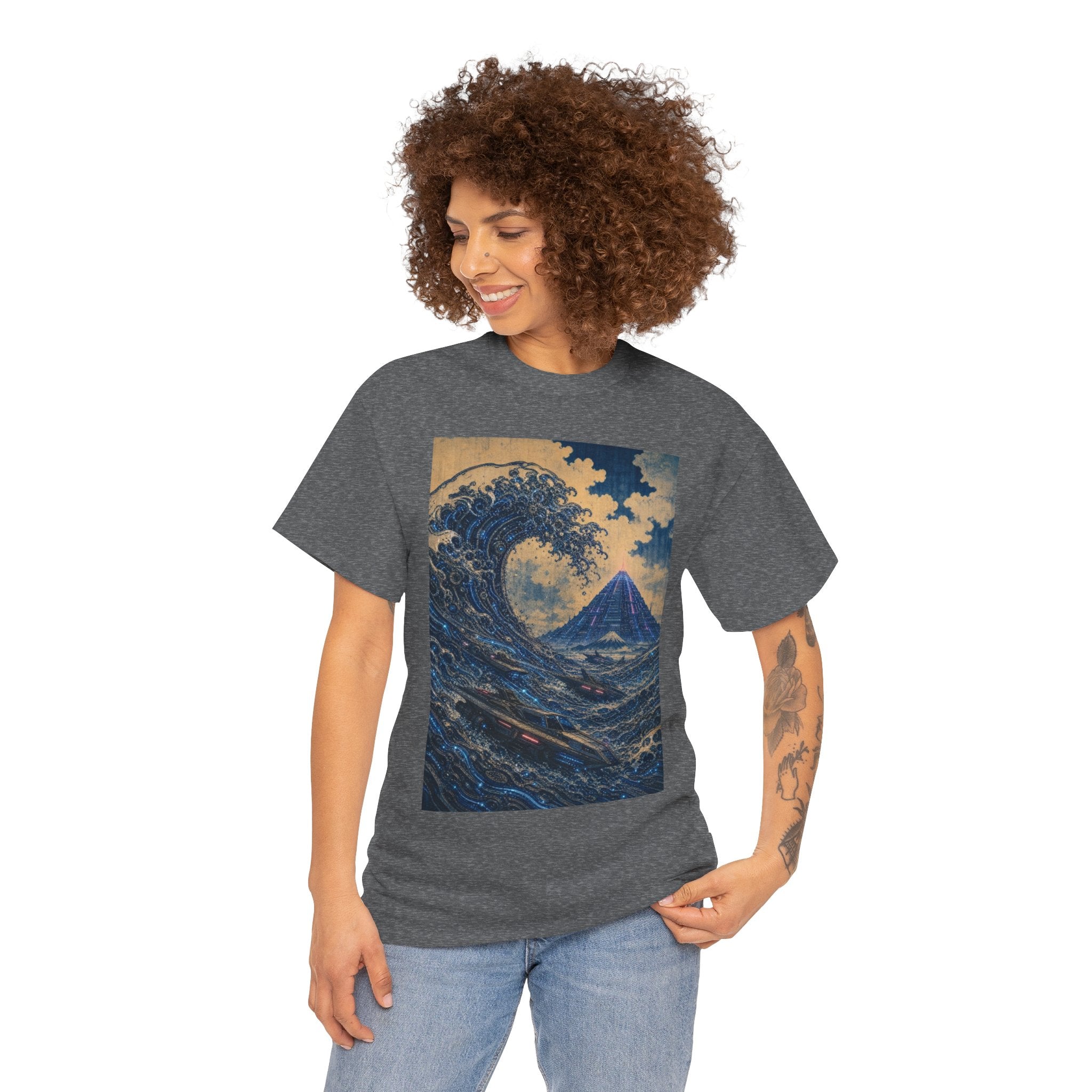 Wave & Mount Fuji Art Tee — Vintage Japanese Wave Graphic T-Shirt
