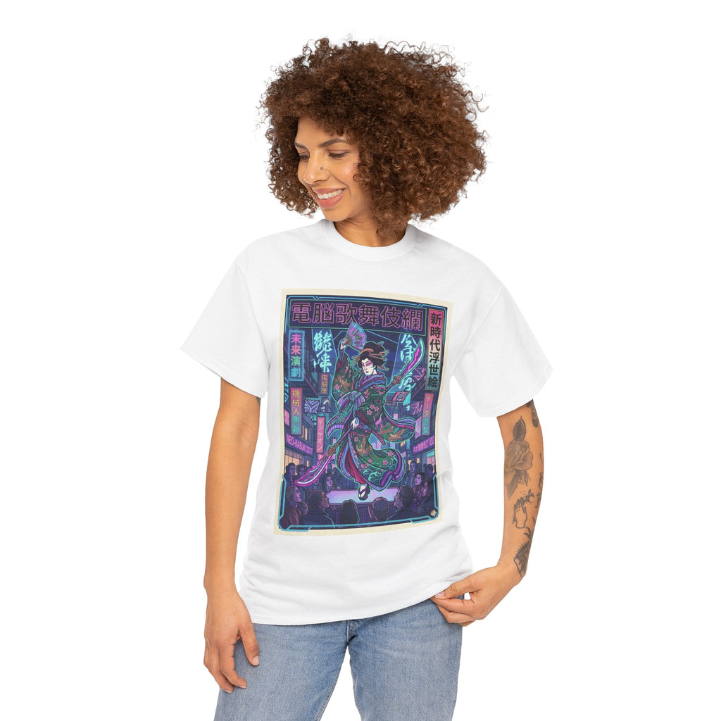 Cyberpunk Geisha T‑Shirt — Neon Tokyo Ukiyo‑e Graphic Tee - Japanese Streetwear T-Shirt | Tokyo Style X