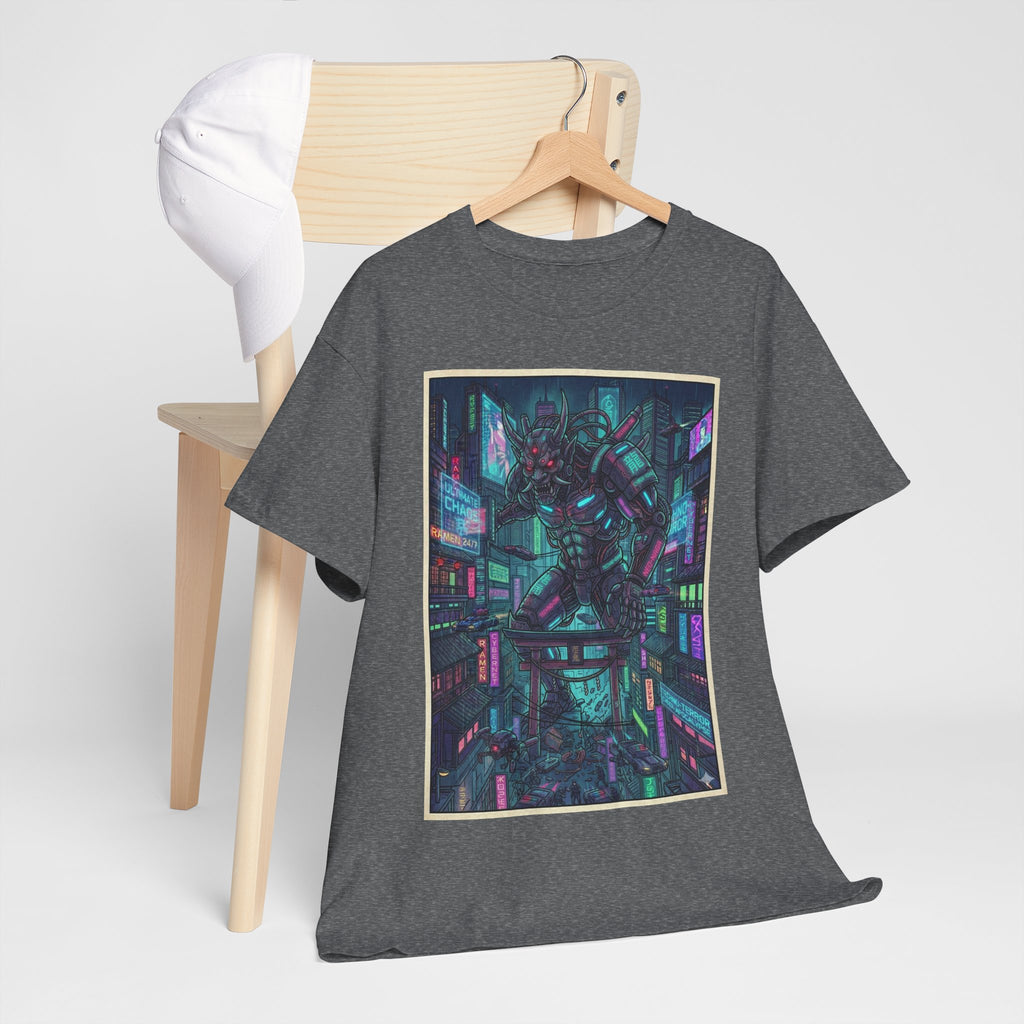 Cyberpunk Cityscape Tee — Neon Samurai Street Art Graphic T-Shirt