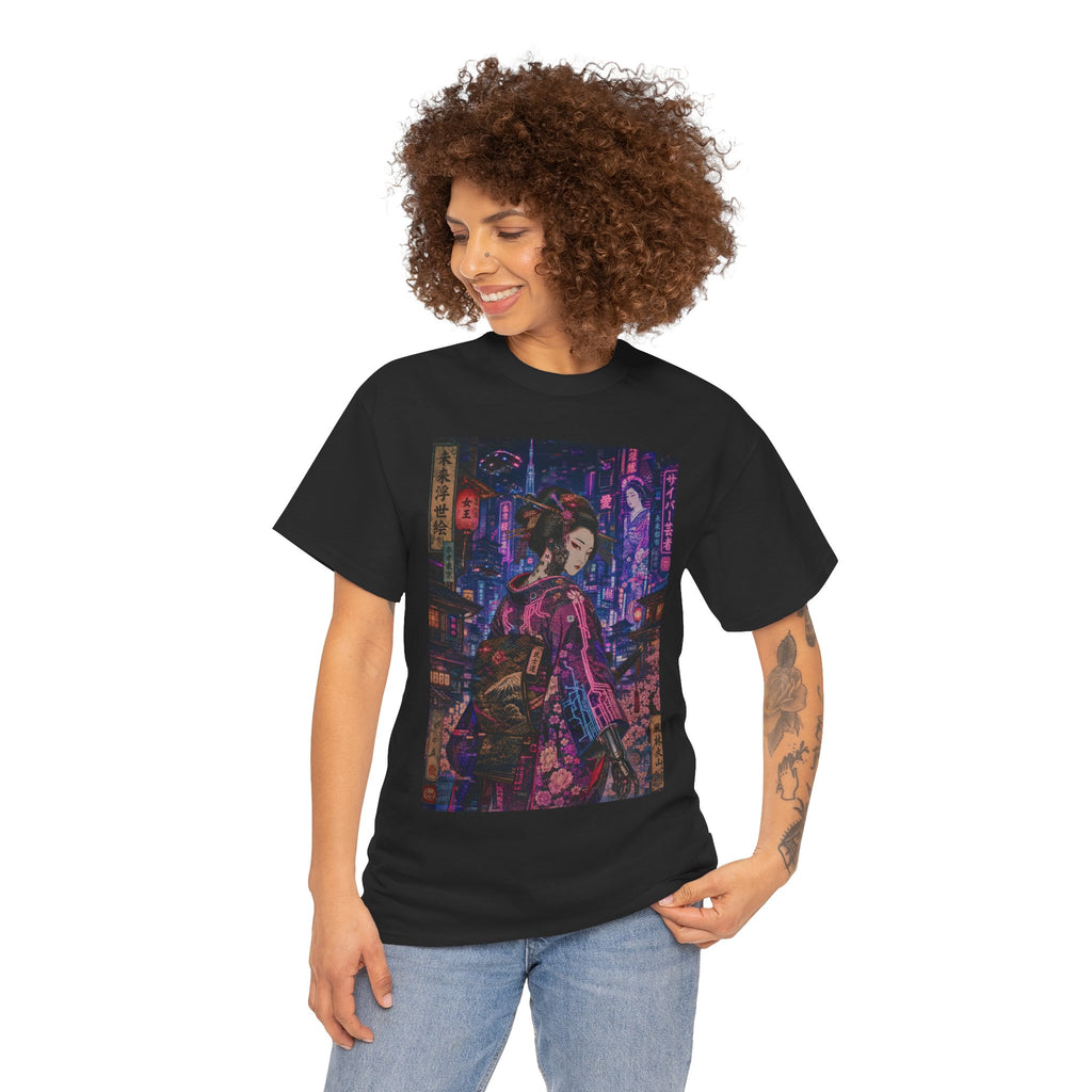 Cyberpunk Geisha Tee — Neon Tokyo Anime Streetwear