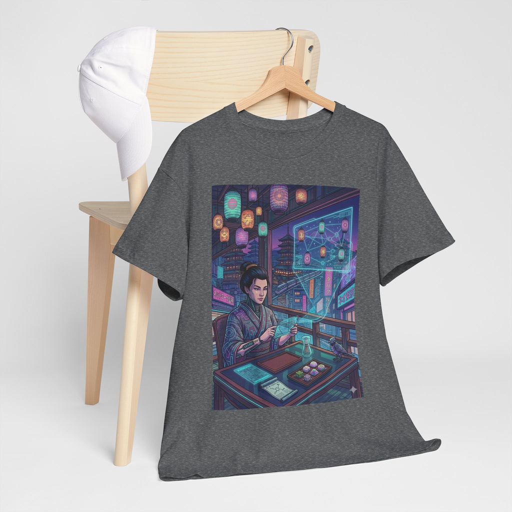 Cyberpunk Programmer Tee — Neon Night City Tech Art T-Shirt - Japanese Streetwear T-Shirt | Tokyo Style X